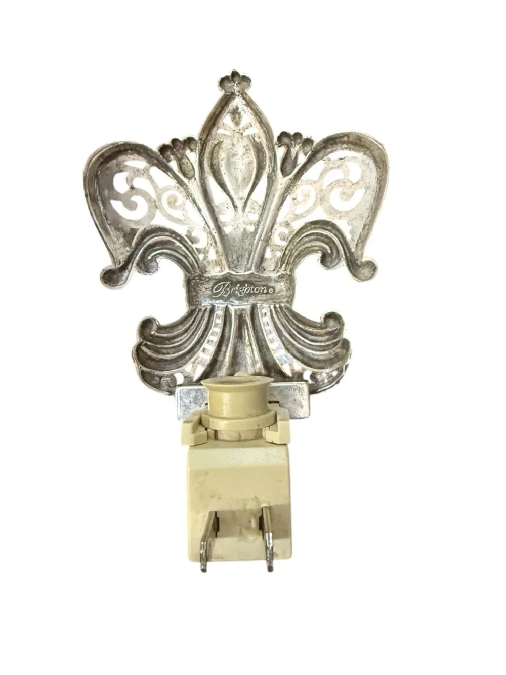 Brighton Silver Fleur-de-Lis Wall Night Light Accent